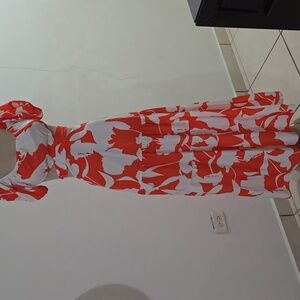 White & Orange Floral Maxi Skirt - Women's Summer Skirt